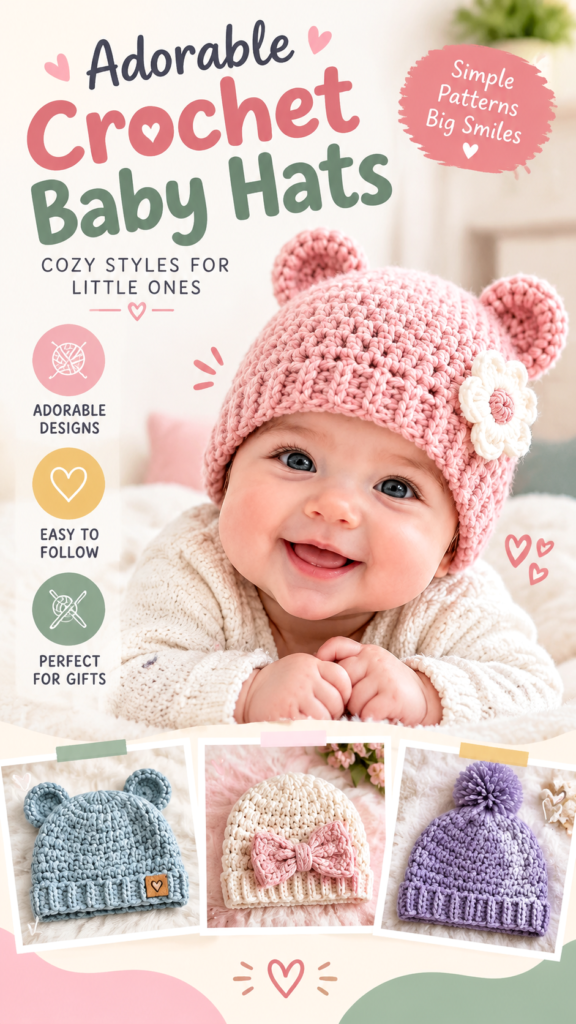Easy Crochet Baby Hat Pattern for Beginners  Cute Newborn Hat Tutorial
