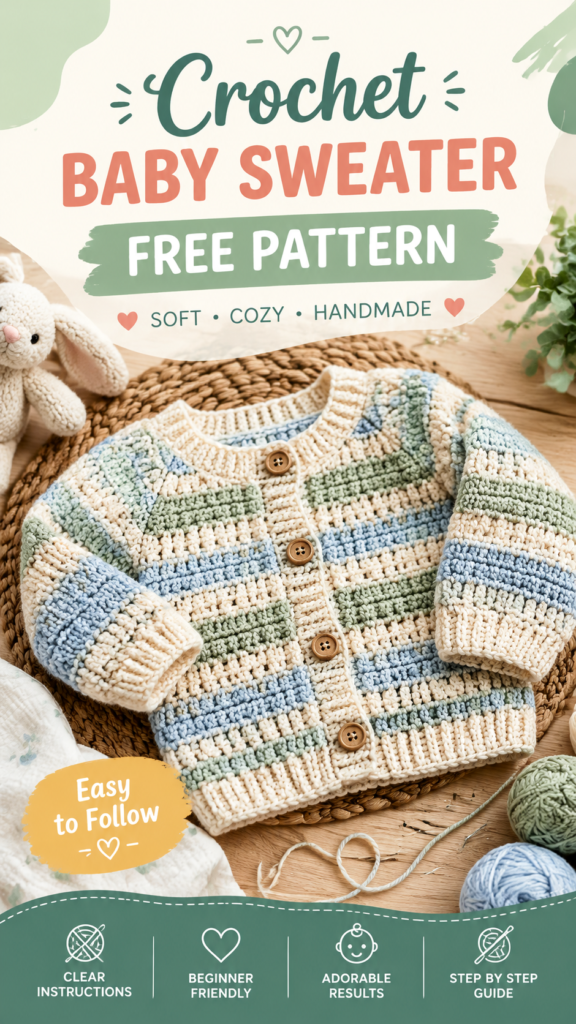 Easy Crochet Baby Sweater Pattern  Free Cozy Cardigan Tutorial