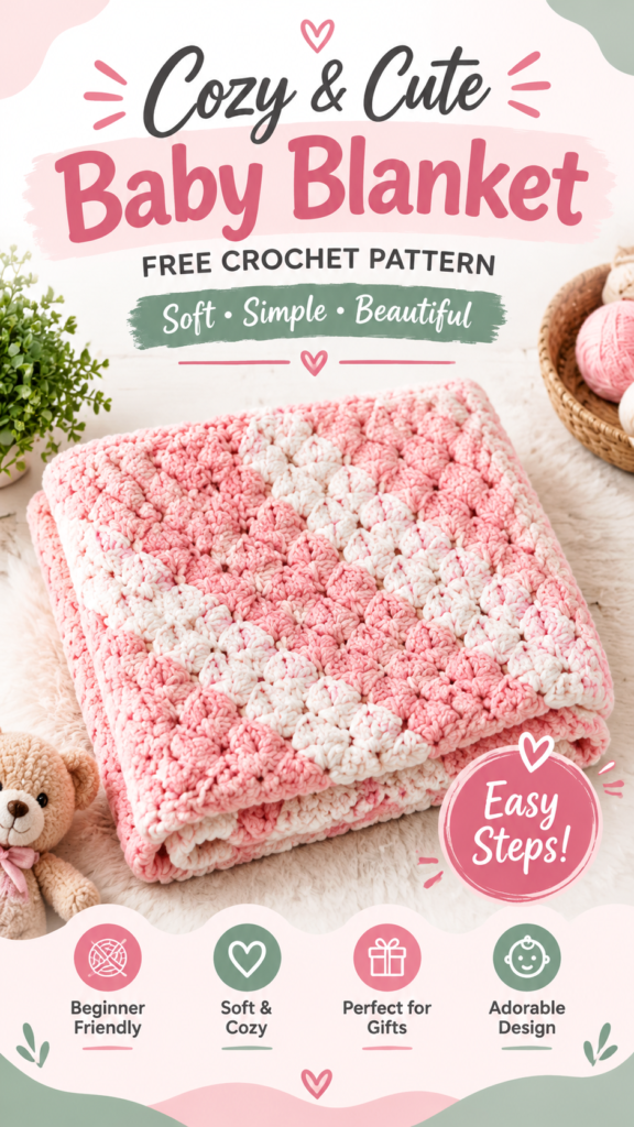 Free Bernat Baby Blanket Yarn Crochet Pattern  Easy Soft Baby Blanket