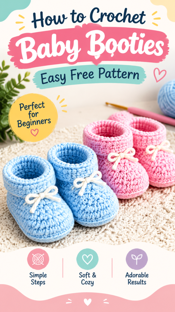 Easy Crochet Baby Booties Pattern Free Tutorial for Beginners