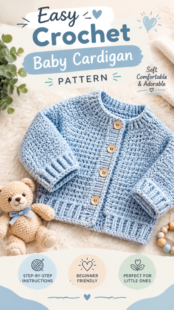 Free Crochet Baby Cardigan Pattern  Easy Handmade Sweater Tutorial