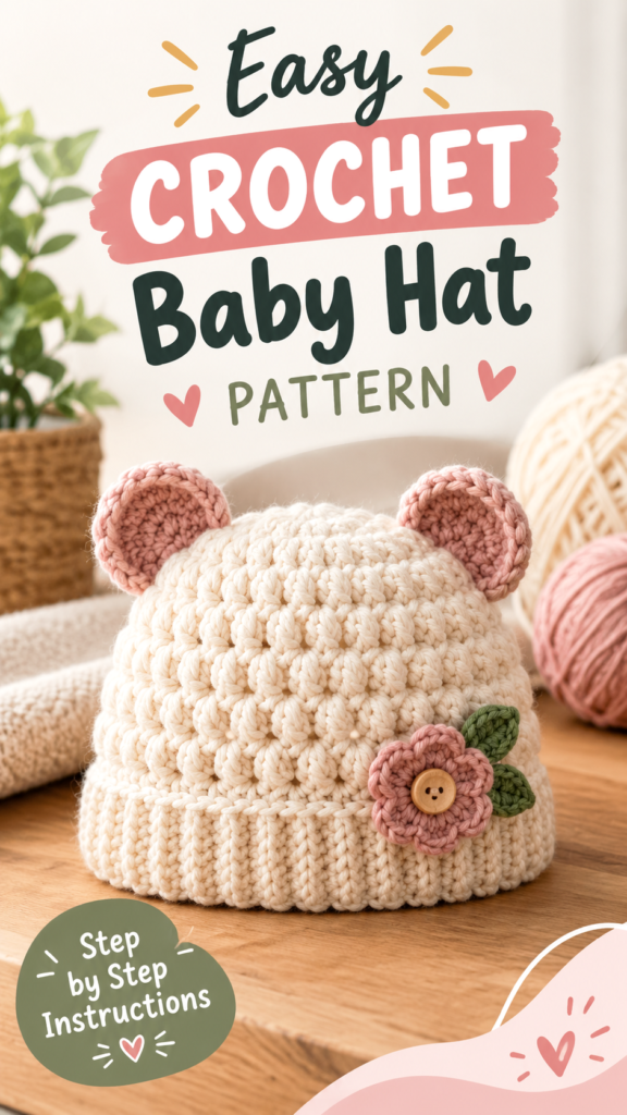 Free Crochet Baby Hat Pattern  Cute, Easy  Cozy DIY Baby Hat