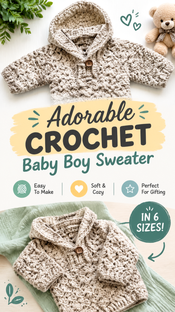 How to Crochet a Baby Sweater  Easy Baby Clothes Crochet Pattern Tutorial