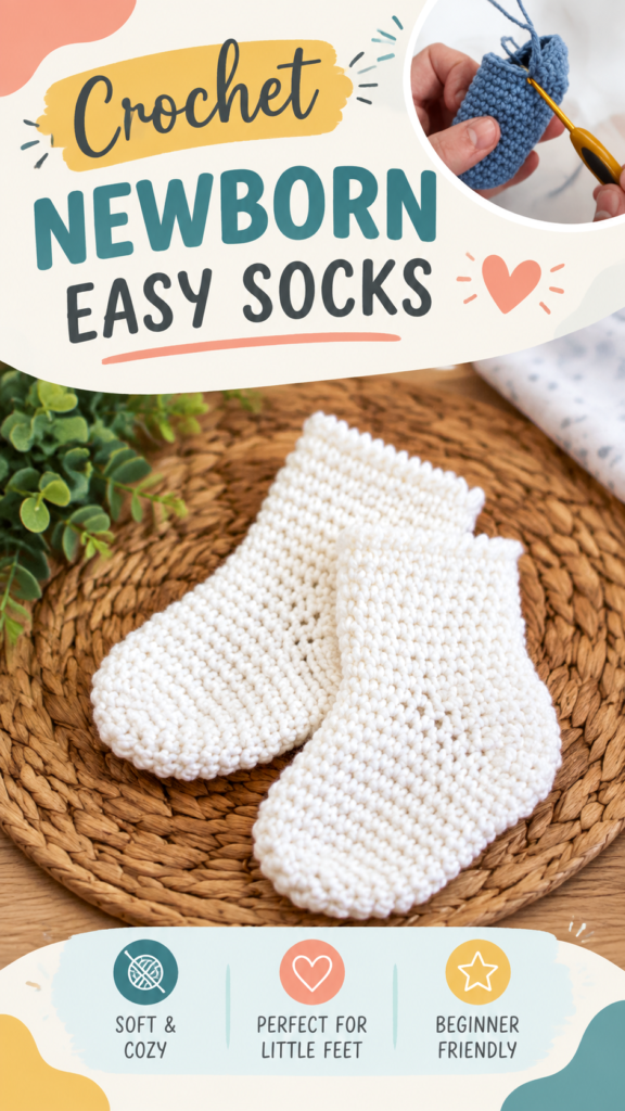Easy Crochet Baby Socks Tutorial  Newborn Booties Pattern