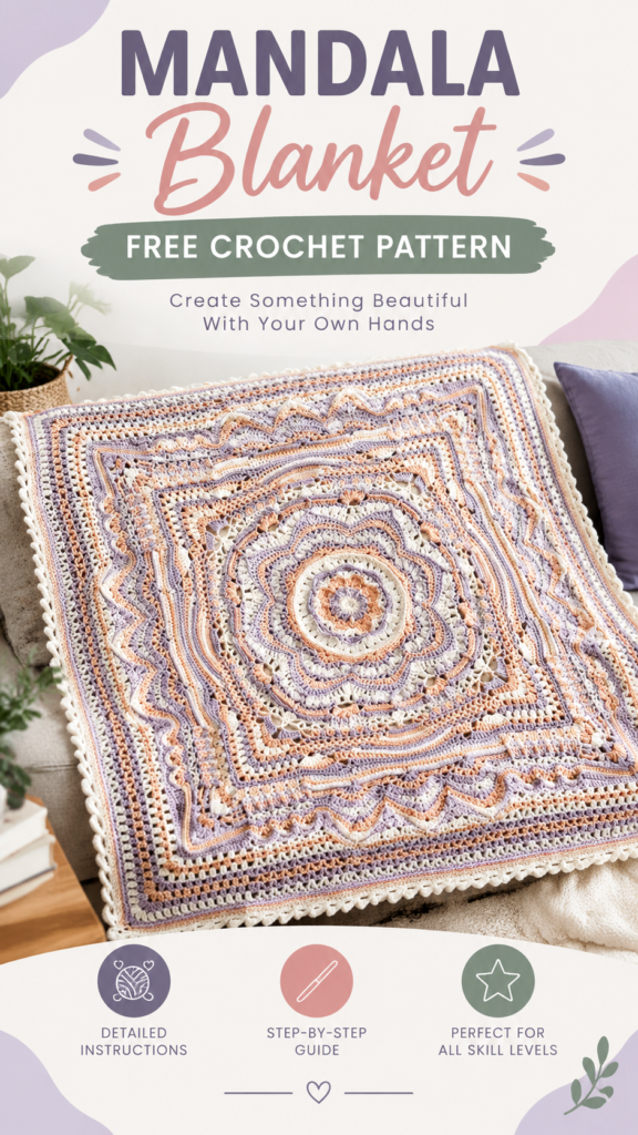 Crochet Mandala Baby Blanket Pattern  Elegant Boho Nursery Throw