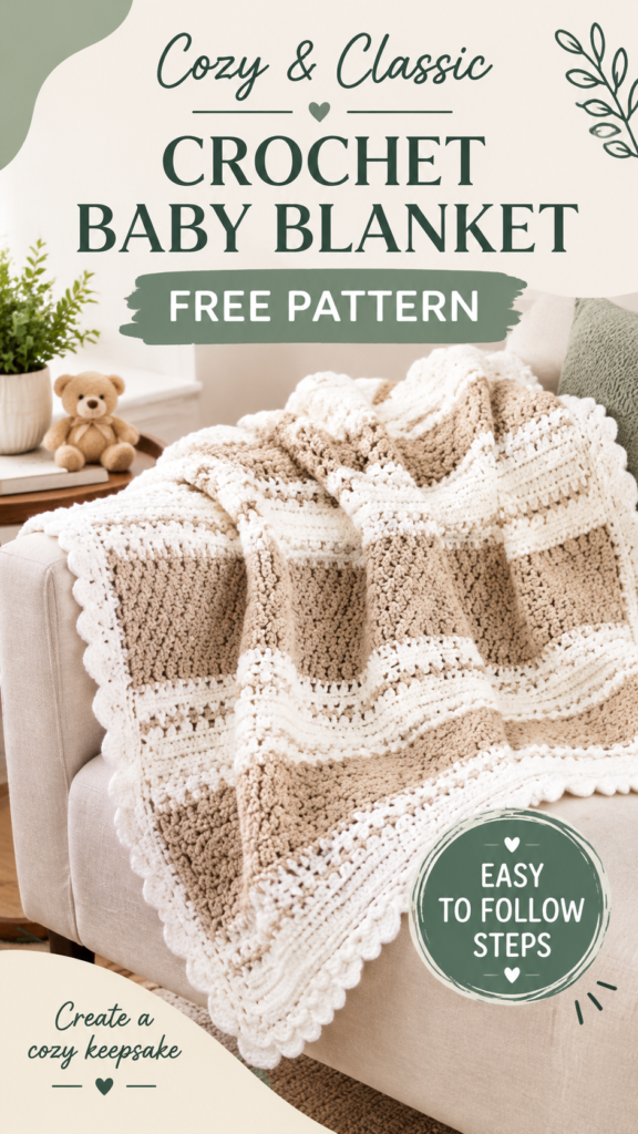 Neutral Baby Blanket Crochet Pattern  Vintage Style Free Pattern
