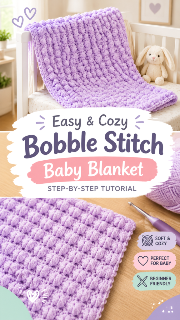 Quick Free Crochet Baby Blanket Pattern With Easy Bobble Stitch Tutorial