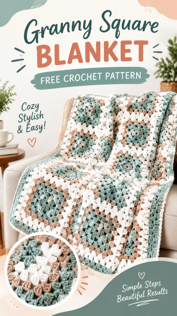 Easy Granny Square Baby Blanket Crochet Pattern for Beginners