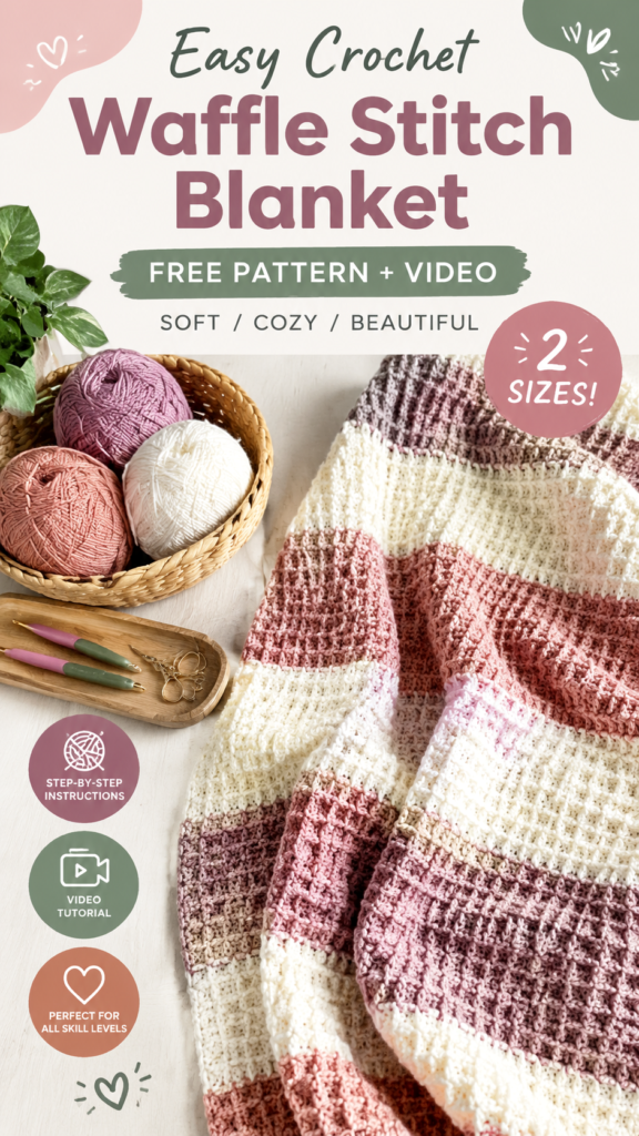 Crochet Waffle Stitch Baby Blanket Pattern  Cozy Handmade Baby Gift