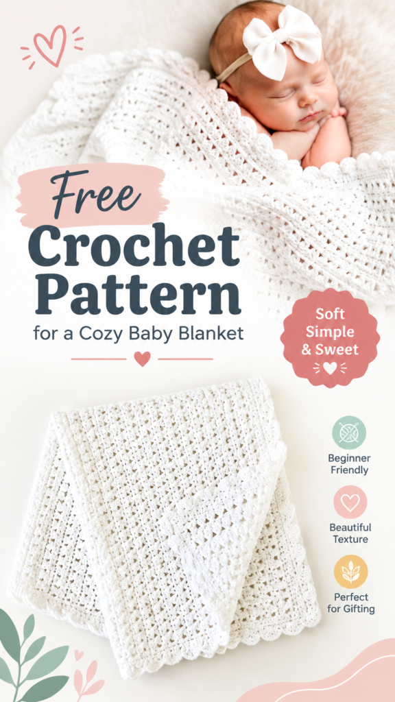 Soft White Crochet Baby Blanket Pattern for Newborns and Nursery Decor